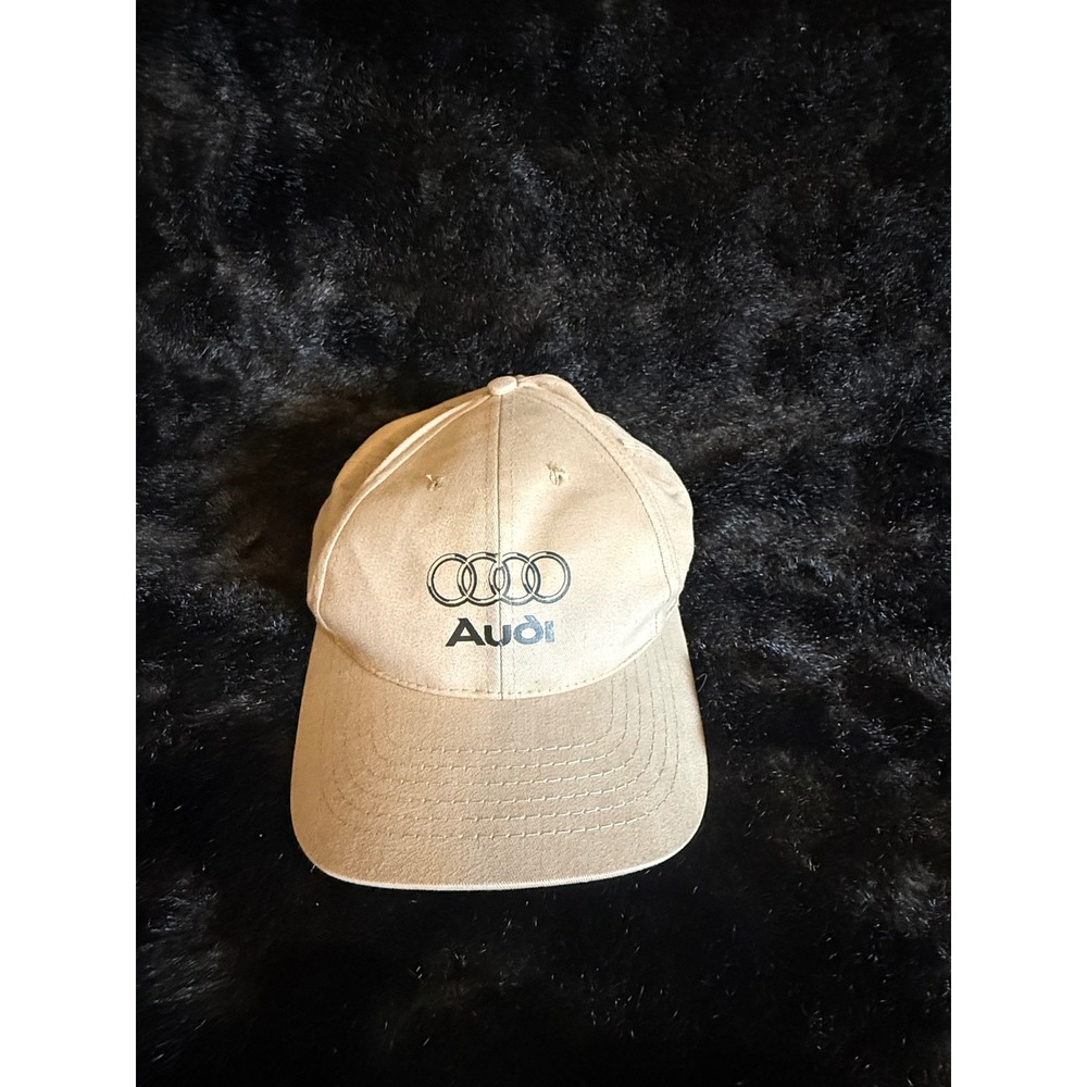Audi Embroidered Logo Hat Beige Tan Khaki Dad Cap Baseball Adjustable Strapback